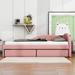 Red Barrel Studio® Daleisa PU Daybed w/ Two Drawers Upholstered/Faux leather in Pink | 27 H x 42 W x 79 D in | Wayfair