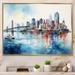 Breakwater Bay Golden Gate San Francisco Cityview Watercolor I - Print on Canvas Metal in Blue/Red/White | 16 H x 32 W x 1 D in | Wayfair