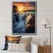 Millwood Pines Summery Sunset Over Majestic Waterfalls I Framed On Canvas Print Metal in Blue/Brown/Yellow | 40 H x 30 W x 1.5 D in | Wayfair