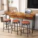 17 Stories Venere 3 - Person Counter Height Dining Set Wood/Metal in Brown | 35.43 H x 15.75 W x 60.24 D in | Wayfair