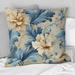 Designart "White And Blue Damask Flowering" Damask Printed Throw Pillow