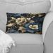 Designart "Dark Blue And Golden Gilded Damask Glamour V" Damask Printed Throw Pillow