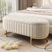 Velvet Upholstered Storage Bench, Button Tufted Storage Ottoman Bench with Metal Legs for Bedroom End of Bed, Living Room