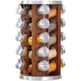 20 Jar Bamboo Spice Rack with Spices Included - Rotating Tower Organizer for Kitchen Spices and Seasonings, Free Spice Refills