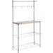3 Tier Kitchen Storage Baker's Rack With Removeable Top, Wood/Chrome, 14"D x 35.83"W x 63.31"H