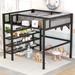 Full/Twin Size Metal Loft Bed with 4-Tier Shelves and Storage, Full/Twin Loft Bed