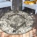 Rugs.com Jill Zarin Outdoor Collection Rug â€“ 6 7 Round Charcoal Gray Flatweave Rug Perfect For Kitchens Dining Rooms