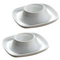 OUNONA 2pcs Ceramic Egg Cup Simple Breakfast Egg Holder Practical Egg Stand Egg Rack Home Restaurant (White)