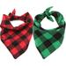 1 Pack Christmas Pet Dog Bandanas Triangle Bibs Scarf.Double-Cotton Plaid Printing Kerchief Set for Small Medium Size Dogs (2 Pack Double-Cotton Size S. Red Green 2)