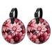 OWNTA Petals Flowers Pattern 2Pcs PU Leather Round Bag Tags with Privacy Cover and Name ID Tag for Travel Luggage Handbags Backpacks and School Bags