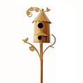 JIASEN Birdhouse Garden Stakes Metal Bird House with Pole Large Bird Houses for Courtyard Backyard Patio Outdoor Garden Decor Copper Birdhouse Poles