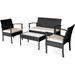 xrboomlife SUSIE S GARDEN Wicker Patio Set 4 Piece Outdoor Set Patio Conversation Sets with 2 Color Waterproof Cushion Covers Balcony Porch