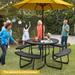 8 Person Outdoor Picnic Table and Bench Set with Umbrella Hole Black