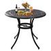 LeCeleBee 35.5 Inch Patio Bistro Dining Table Cast Aluminum Patio Table with 1.97 Umbrella Hole Round Outdoor Dining Table for Garden Patio Porch(Bronze)