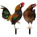 2 Pcs Decorative Garden Inserts Ornament Animal Decorative Chicken Stakes Rooster Lawn Sign Garden Stakes Art