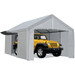 WhizMax Galvanized Steel Carport Canopy 10 x20 Outdoor Car Shelter Portable Garage with Removable Sidewalls and Doors