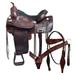 92HS 16 Inch HILASON Western Horse Genuine Leather Floral Design American Treeless Trail Saddle Antique Dark Brown