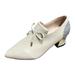 EHQJNJ Walking Shoes Women Arch Support White Fashion Pointed Thick Heel Sequin Hot Diamond Middle Heel Shoes Bow Tie Large Shoes Womens Business Casual Shoes Black Casual Tennis Shoes for Women