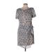 Casual Corner Casual Dress - Sheath Scoop Neck Short sleeves: Gray Dresses - Women's Size 10 Petite