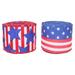 2pcs Wired Wreath American Flag Ribbon DIY Gift Wrapping Patriotic Ribbon for Flower Gift Craft Wreath