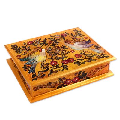 Freedom Hummingbirds,'Hummingbird Reverse Painted Glass Decorative Box from Peru'