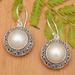 Ocean Moonlight,'Sterling Silver Dangle Earrings with Cultured Mabe Pearls'