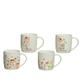 Decoris 1 Blumentasse 12cm Porzellantasse Blumenmuster Teetasse Kaffeetasse Teebecher Porzellan Tasse Becher Geschirr Blumen Bienen Muster Creme Weiß Rosa