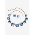 Women's Gold Tone Necklace and Earring Set, Princess Cut Simulated Birthstones by PalmBeach Jewelry in March