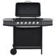 Gas BBQ Grill with 6 Cooking Zones Steel Black