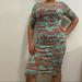 Lularoe Dresses | Lularoe Women’s Xxs Aqua Blue Res Geo Print Body Con Dress Mid Length Y2k | Color: Blue/Red | Size: Xxs