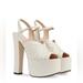 Gucci Shoes | Gucci Keyla Leather Platform Heel Sandal Malaga Kid Mystic White Ivory Nib | Color: White | Size: 10