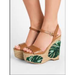 Michael Kors Shoes | Michael Michael Kors Fisher Palm Embroidered Wedge Sandals 7 | Color: Brown/Green | Size: 7