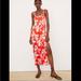 Zara Dresses | New Zara Floral Satin Midi Dress | Color: Red/White | Size: L