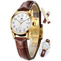 OLEVS Brown Leather Watch Women, Women's Wrist Watches Silver Waterproof Quartz Analog Dainty Women Watch for Small Wrist, Easy Read Luxury Dress Watches for Women with Arabic Numbers