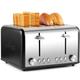 Cusimax Toaster, 4 Slices Toaster, Stainless Steel Toaster with 4 Extra-Wide Bread Slots and 6 Variable Browning Shade Controls, Featuring with Defrost/Reheat/Cancel Settings, Removable Crumb Tray