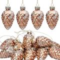 Watayo 12 PCS Christmas Pinecone Glass Ornaments-Hanging Pine Cone Painted Glass Ornaments-Glitter Pinecone Christmas Ornament for Xmas Tree DIY Crafts Fall Party Decorations