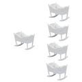 5 Pcs Mini Cradle Rocking Furniture Mini Room Baby Decorations Miniature Baby Crib 1 12 Cradle Dolly House Furniture Tiny Cradle Bassinet Dolly House Cradle White Doll House Wooden