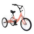 16 inch light orange tricycle for children, 3-wheel bicycle trike with shopping basket for storing items when shopping and sports