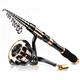 DRENGE Carbon Telescopic Fishing Rod Spinning Reel Combo Set with Line Lures Kit Bag for Kids Men Women(2.1M 82.6in 6.88ft)