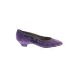 Yves Saint Laurent Flats: Pumps Chunky Heel Work Purple Print Shoes - Women's Size 36 - Almond Toe