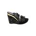 Rene Caovilla Wedges: Slip-on Platform Casual Black Shoes - Women's Size 39.5 - Open Toe