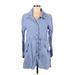 Chico's Casual Dress - Shirtdress Collared 3/4 sleeves: Blue Dresses - Women's Size Medium