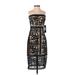 Jump Apparel by Wendye Chaitin Cocktail Dress - Midi Strapless Sleeveless: Black Print Dresses - New - Women's Size 1