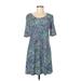 MSK Casual Dress - A-Line Scoop Neck Short sleeves: Blue Dresses - Women's Size Medium