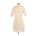 Forever 21 Casual Dress - Mini Crew Neck Short sleeves: Ivory Print Dresses - Women's Size Small