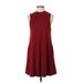 Blue Rain Cocktail Dress - A-Line Mock Sleeveless: Burgundy Print Dresses - Women's Size X-Small