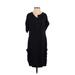 Kenneth Cole New York Casual Dress - Shift V Neck Short sleeves: Black Print Dresses - Women's Size X-Small