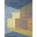 Blue/Brown 144 x 108 x 0.25 in Area Rug - Bokara Rug Co, Inc. Abstract Hand-Knotted Area Rug in Blue/Yellow/Brown | Wayfair GRWHPH-02MUMU90C0