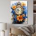 Bungalow Rose Boho Time Orange Flowers & Blue Feathers Framed On Canvas Print Metal in Blue/Orange | 40 H x 30 W x 1.5 D in | Wayfair