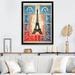 Ophelia & Co. Retro Stamp Illustration Paris Eiffel Tower On Canvas Print Canvas, Cotton in Black/Blue/Red | 20 H x 12 W x 1 D in | Wayfair